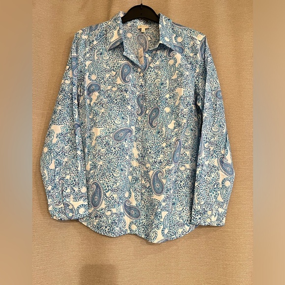 NWT Talbots Paisley cotton  button down shirt - Picture 1 of 10